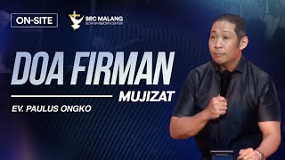 Doa Firman Muzizat I Ev. Paulus Ongko - BRC Malang - 23 January 2025