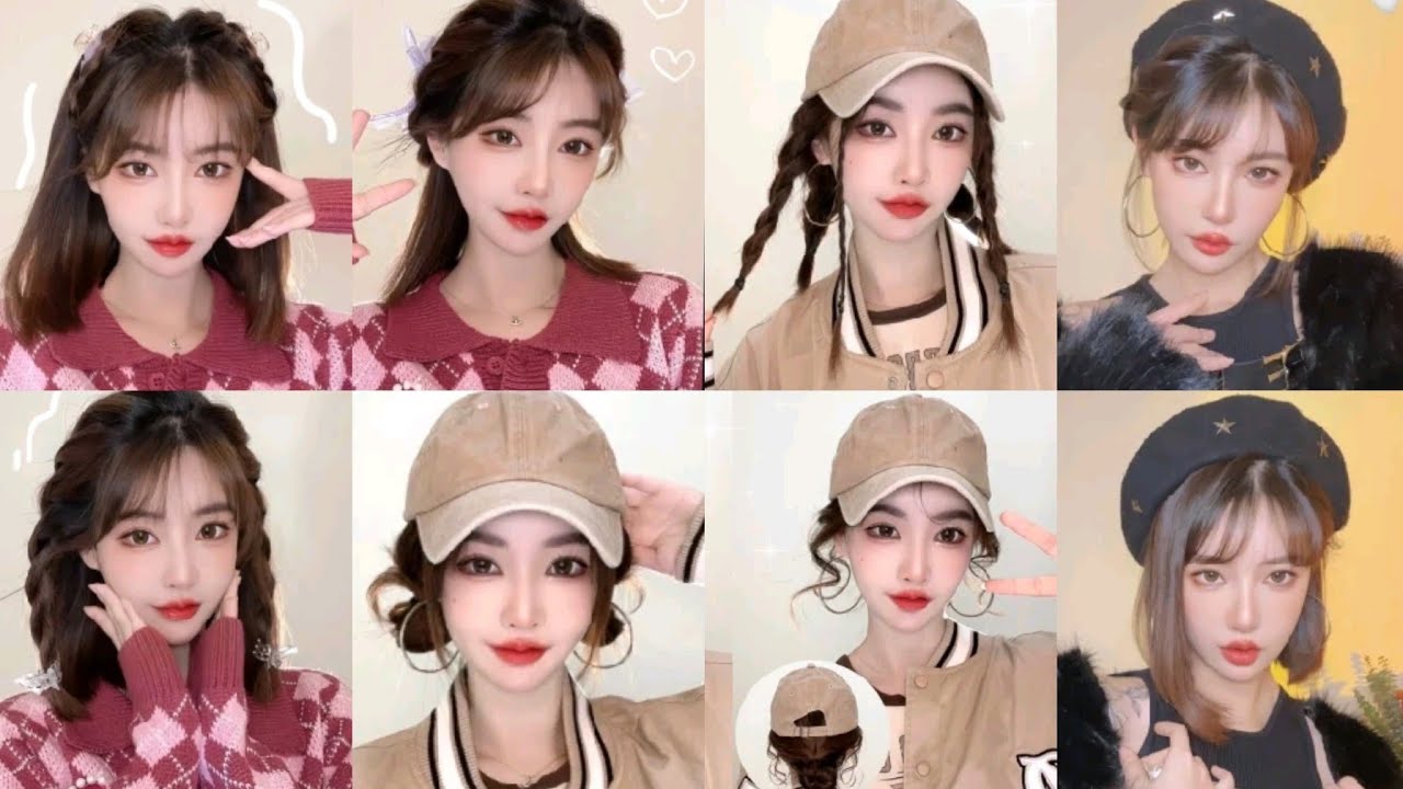 Quick Easy Short Hairstyle Tutorial Hat Hairstyles Korean Style Youtube