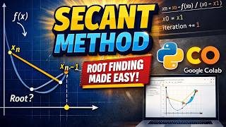 Secant Method Explained with Python | Numerical Analysis Root Finding (Google Colab Tutorial)
