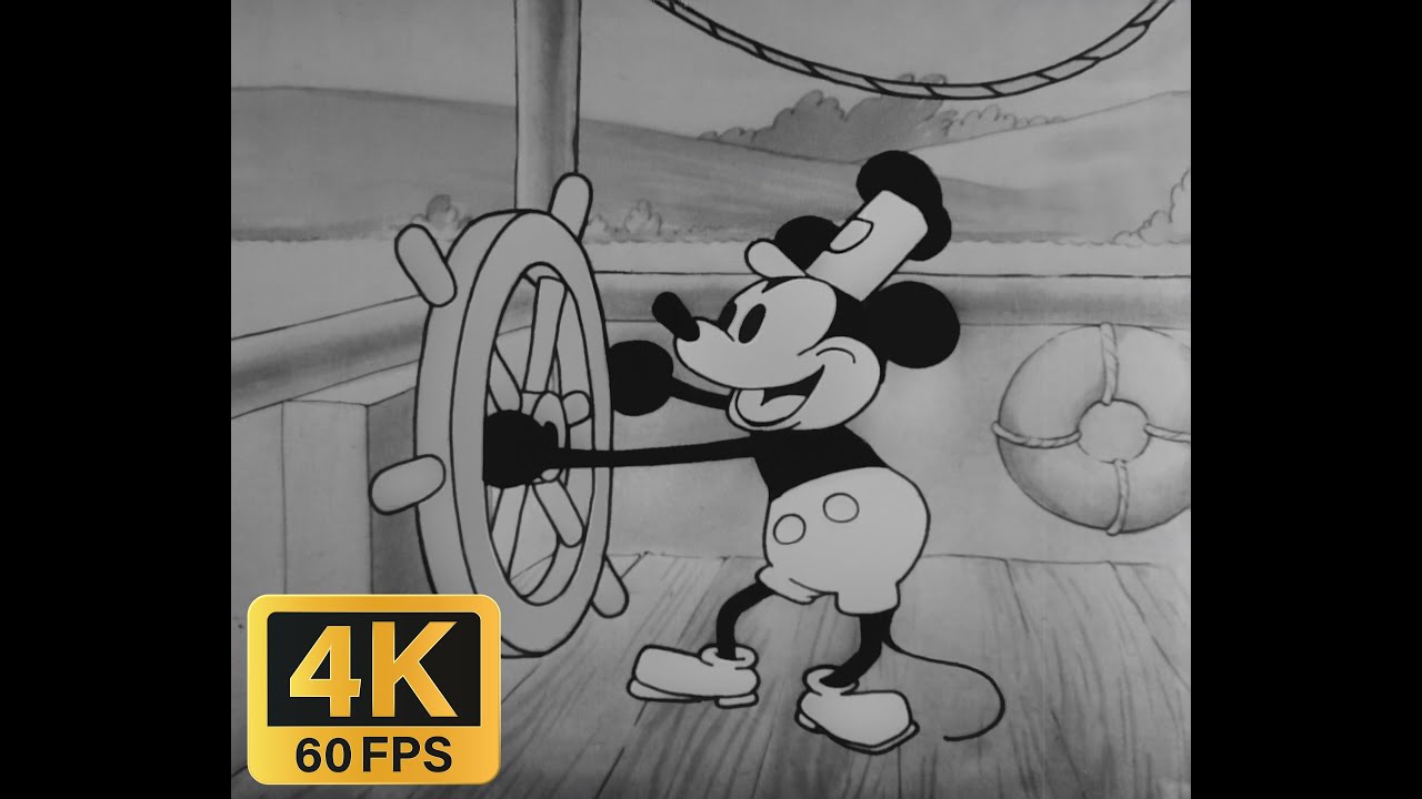 Steamboat Willie Restored In 4K 60fps - YouTube