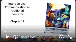 Chapter 12: Interpersonal Communication in Mediated Contexts