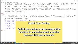 Type Casting in Python | Type Conversion in Python | Implicit and Explicit | #python #adca #olevel