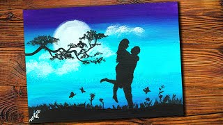 Easy MoonLight Painting for Beginners | Easy Night Scenery Acrylic Painting