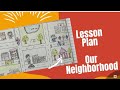 Our Neighbourhood lesson plan | Kg | 1st | objectives| activities| neighborhood map| worksheet