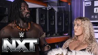 Oba Femi and Nikkita Lyons share a moment backstage: NXT highlights, Oct. 22, 2024