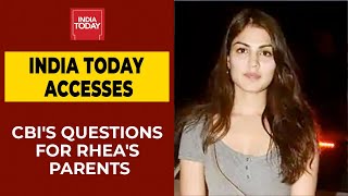 India Today Scoops CBI's Questions For Rhea Chakraborty 's Parents| Sushant Singh Rajput Case