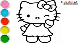 Hello Kitty Coloring Tutorial Cute Easy Drawing For Kids