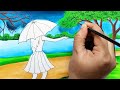 how to draw a rainy season s scenery বর্ষাকালের দৃশ্য আঁকা scenery drawing tutorial art video