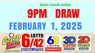 Lotto Result Today 9pm draw February 1, 2025 Swertres Ez2 Pcso