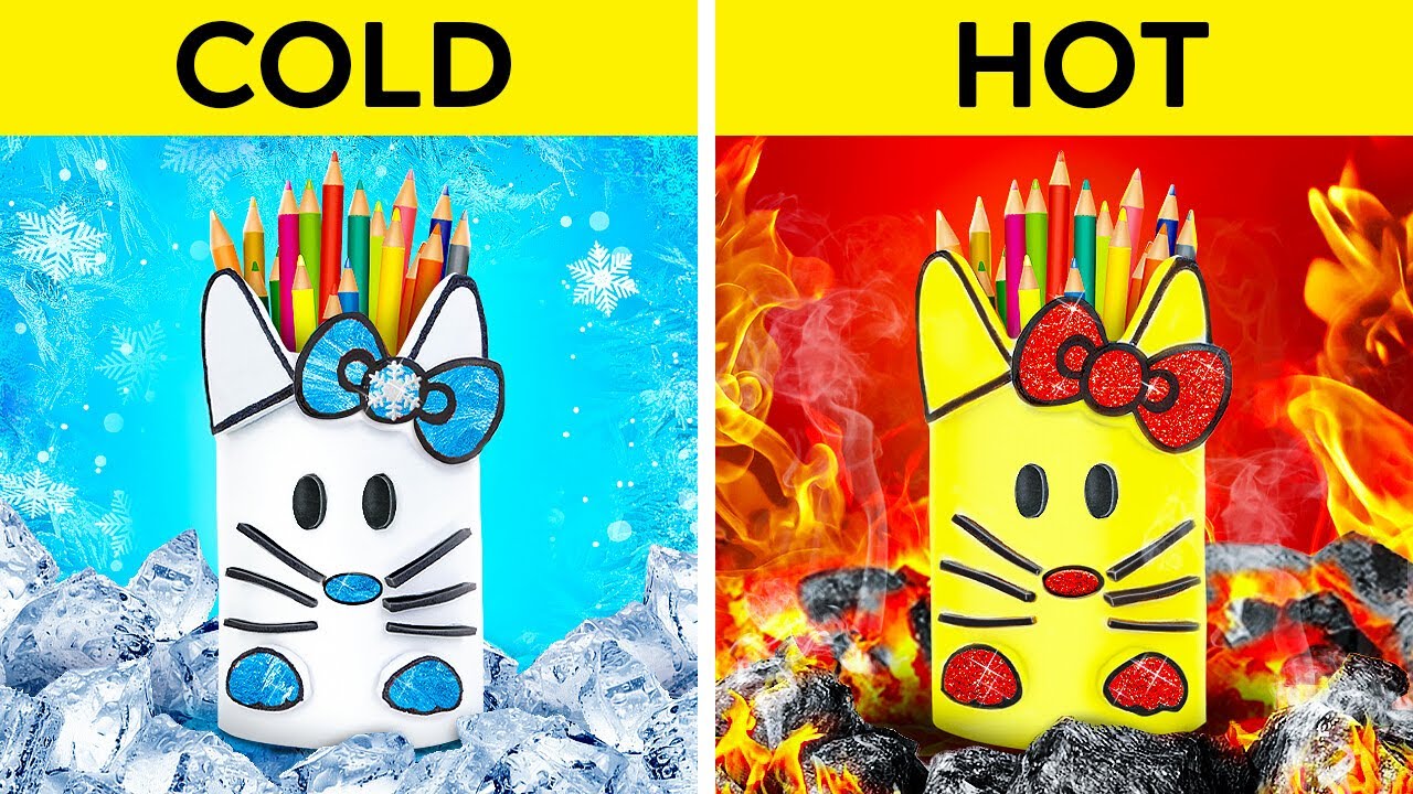 HOT VS COLD STUDENT || Fire Girl & Ice Lady Makes Coolest School Hacks ...