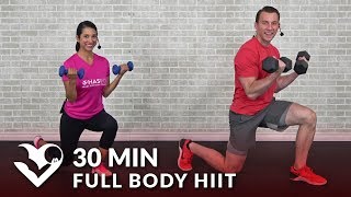30 Minute Full Body HIIT At Home Workout with Weights - Total Body 30 Min Dumbbell HIIT Workout