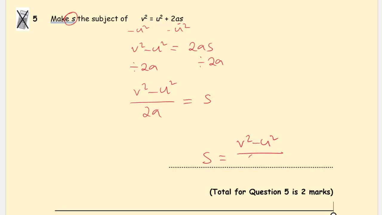 Changing The Subject Of Formula GCSE Maths Revision - YouTube