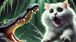 SHOCKING ATTACK! �💥🐊 White Cat vs. Crocodile Alligator – VIRAL MOMENT! ❗️🔥 #AnimalShorts