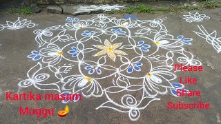 #easy rangoli designs kartika deepam muggu 👍🙏🪔