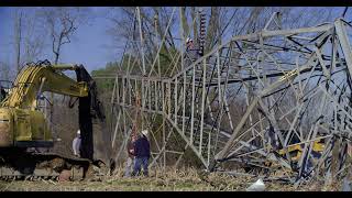 TVA  Crews Rebuild Transmission System After Devastating Tornados Clinton, Kentucky.