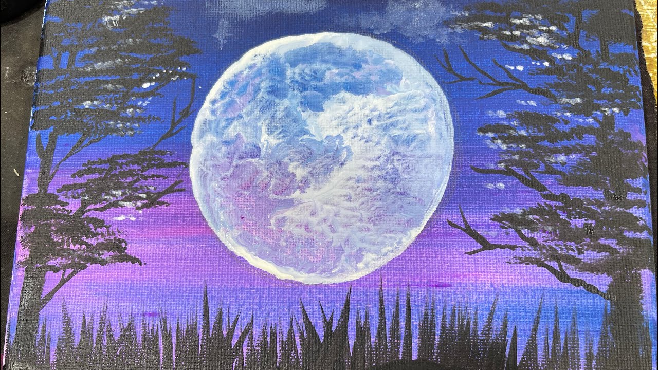 Simple Full Moon Painting / Painting Tutorial / Step By Step Tutorial ...