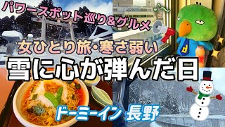 【長野女ひとり旅】今年も良いコトあります様に〜🍀 私の冬物語 withいんこ/パワースポット巡り/善光寺•戸隠神社【雪の世界】【ドーミーイン長野】【信州割】