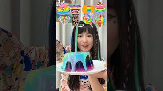 Random Rainbow Food MUKBANG🌈🩵🌸☂️🍏#asmr #mukbang #shorts #trending #viral #funny