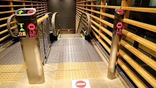 【逆走防止ブザー作動】JR旭川駅ホーム　降りエスカレーター　日立製