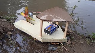 How to make an Electric Motor Boat using Thermocol and DC motor#shorts