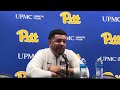 pitt hc jeff capel zack austin ishmael leggett talk comeback win over syracuse 2 18 2025 psn