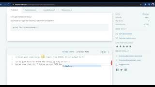 HackerRank Ruby Tutorial - Hello HackerRank! | Uqba's solutions