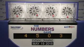 Evening Numbers Game Drawing: Saturday, May 19, 2018