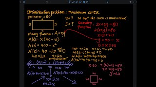 Optimization Problem: Maximum Area Using Perimeter of A Rectangle | Differential Calculus