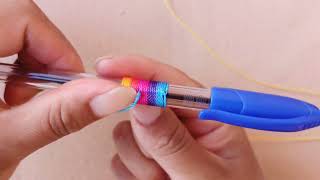 cómo poner nombre a tu bolígrafo o lapicero con hilo macramé y cuentas. personalized pens