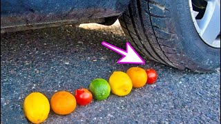 This is what happens when you crush things. Crushing Crunchy & Soft Things by Car! EXPERIMENT: