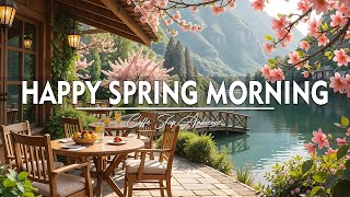 Happy Spring Morning & Relaxing Jazz Instrumental Music at Outdoor Coffee Shop Ambience for Studying