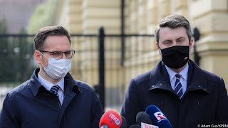 Piotr Müller, Waldemar Buda - konferencja dot. Krajowego Planu Odbudowy