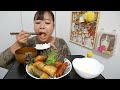 【ギルティチリソースマヨ】鶏しそ、カニカマ、チーズの揚げたて春巻き定食！！！【カリカリ最強】