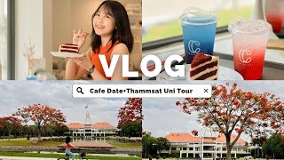 Thammasat University Tour|Cafe Date|🌿Peaceful and Relaxing Day🌿