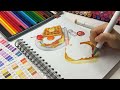 draw with me food illustrations🍒🥝🧀 using alcohol based marker and bleedproof marker pad📑