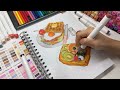 draw with me food illustrations🍒🥝🧀 using alcohol based marker and bleedproof marker pad📑