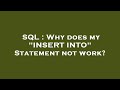 SQL : Why does my 