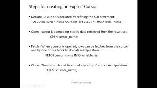 Cursor in stored Procedure in SQL (DBMS)