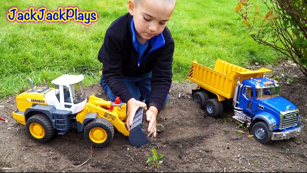 Diggers For Children - Bruder Construction Trucks In Action - Front ...