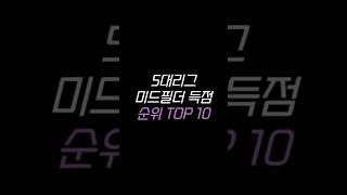 5대리그 미드필더 득점 순위 TOP 10