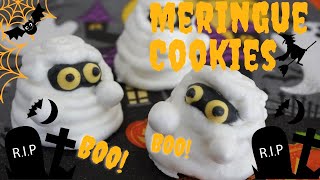 【Cute Meringue Cookies】 Mummy2/Halloween /Goasts【かわいいメレンゲクッキー】ミイラの作り方2/ハロウィン/おばけ