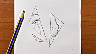 Easy drawing | how to draw broken mirror with sad women face in it
