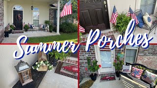 SUMMER PORCHES/ SUMMER OUTDOOR DECOR #summerdecor  #summervibes  #patrioticdecor  #porchdecor