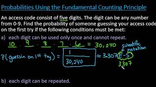 Finding Probabilities Using the Fundamental Counting Principle