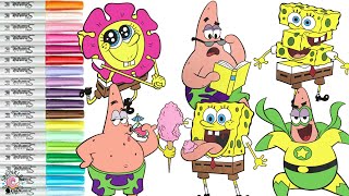 SpongeBob SquarePants and Patrick Star Coloring Book Compilation Superhero Flower Cotton Candy