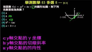 學測數學83-多選8-二次函數-給圖形判斷係數 [5/2/]