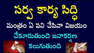 సర్వ కార్య సిద్ధి మంత్రం ఏ పని చేసినా విజయం చేకూరుతుంది జనాకర్షణ కలుగుతుంది