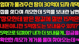 [반전 신청사연] 엄마가 주신 땅이 오르자 시댁 집을 샀다며 시모한데 돈을 보내라는 남편 입금을 확인한 시모가 거품무는데/사연카페/실화사연/썰