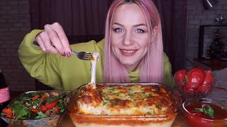 MUKBANG | Пюре, котлетки (запеканка), салат | Puree, cutlets (casserole), cheese, salad не ASMR