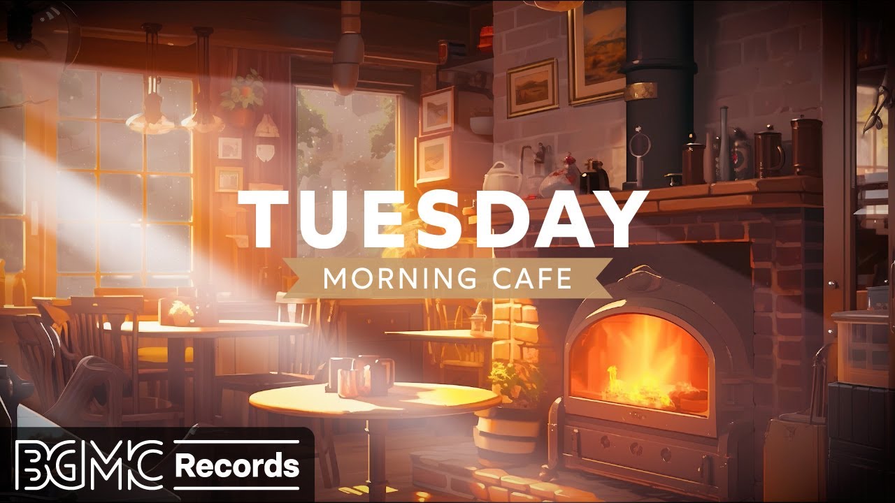 TUESDAY MORNING JAZZ: Jazz Relaxing Instrumental Music in Coffee Shop Ambience with Fireplace Sounds